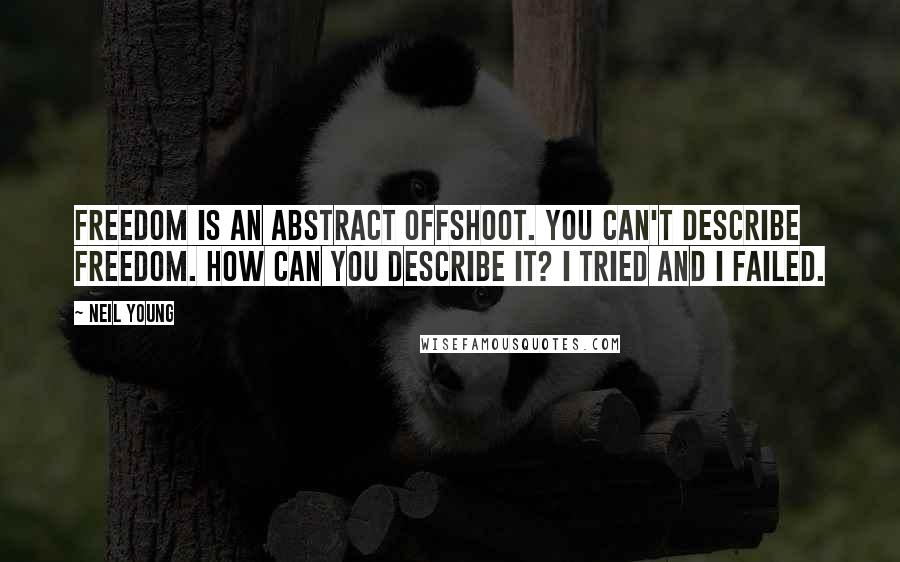 Neil Young Quotes: Freedom is an abstract offshoot. You can't describe freedom. How can you describe it? I tried and I failed.