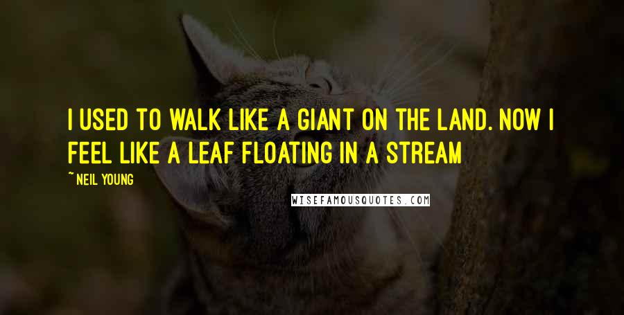 Neil Young Quotes: I used to walk like a giant on the land. Now I feel like a leaf floating in a stream