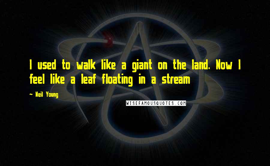 Neil Young Quotes: I used to walk like a giant on the land. Now I feel like a leaf floating in a stream