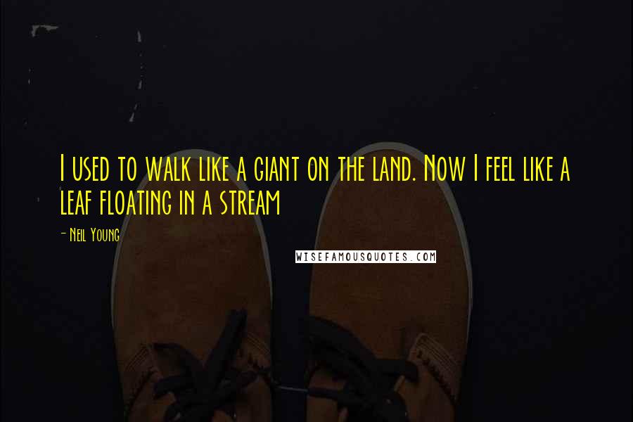 Neil Young Quotes: I used to walk like a giant on the land. Now I feel like a leaf floating in a stream