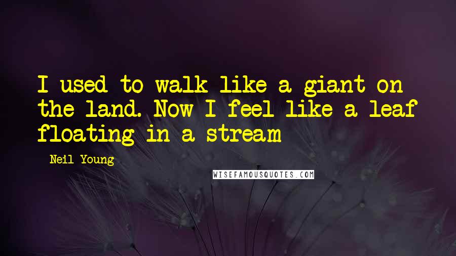 Neil Young Quotes: I used to walk like a giant on the land. Now I feel like a leaf floating in a stream