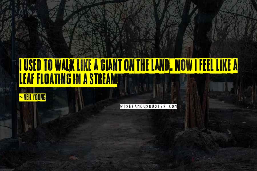 Neil Young Quotes: I used to walk like a giant on the land. Now I feel like a leaf floating in a stream