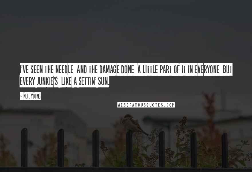 Neil Young Quotes: I've seen the needle And the damage done A little part of it in everyone But every junkie's Like a settin' sun.