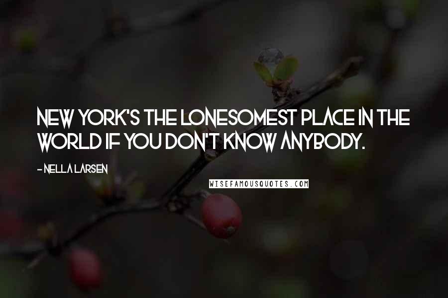 Nella Larsen Quotes: New York's the lonesomest place in the world if you don't know anybody.