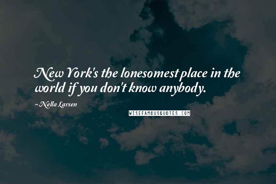 Nella Larsen Quotes: New York's the lonesomest place in the world if you don't know anybody.
