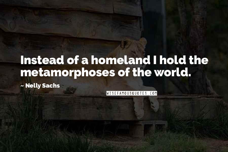 Nelly Sachs Quotes: Instead of a homeland I hold the metamorphoses of the world.