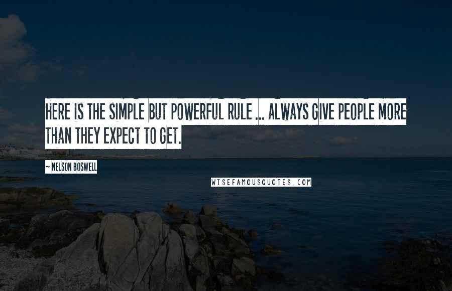 Nelson Boswell Quotes: Here is the simple but powerful rule ... always give people more than they expect to get.