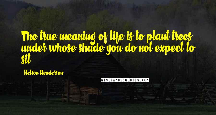 Nelson Henderson Quotes: The true meaning of life is to plant trees, under whose shade you do not expect to sit.