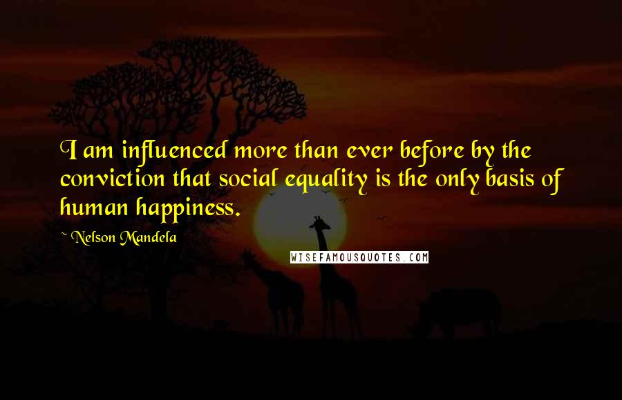 Nelson Mandela Quotes: I am influenced more than ever before by the conviction that social equality is the only basis of human happiness.