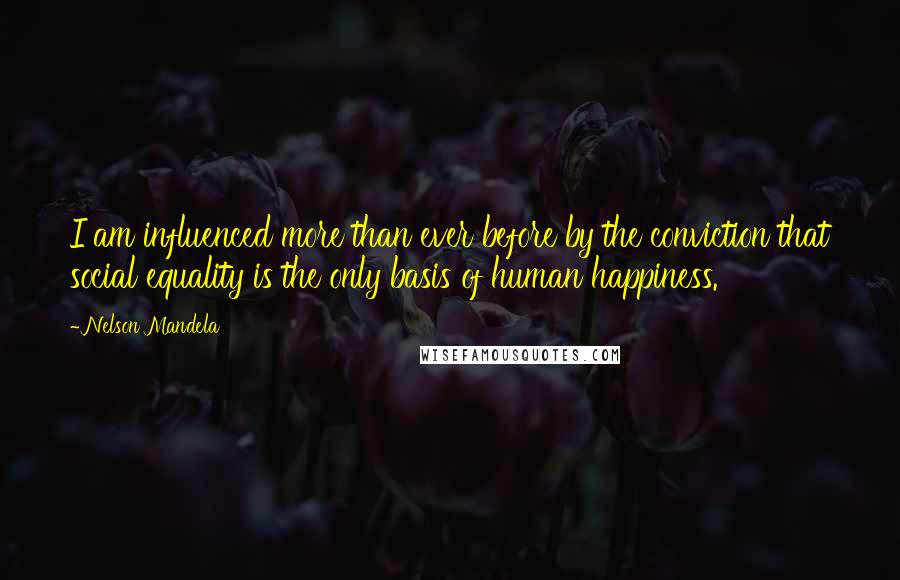 Nelson Mandela Quotes: I am influenced more than ever before by the conviction that social equality is the only basis of human happiness.