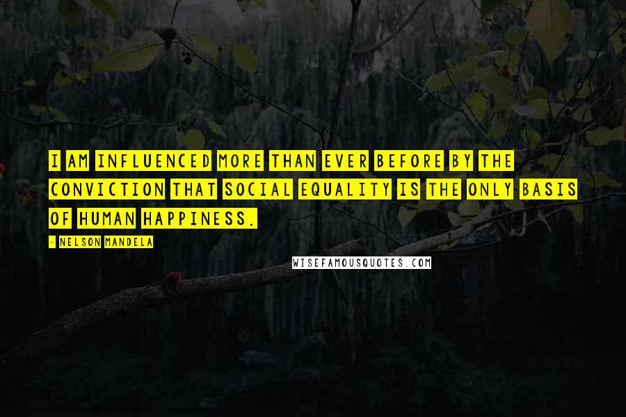 Nelson Mandela Quotes: I am influenced more than ever before by the conviction that social equality is the only basis of human happiness.