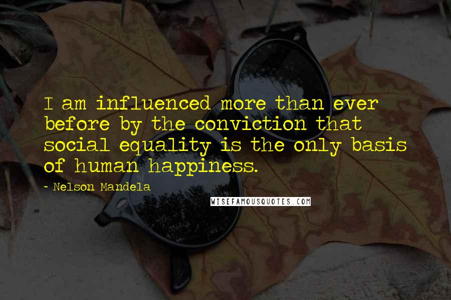 Nelson Mandela Quotes: I am influenced more than ever before by the conviction that social equality is the only basis of human happiness.