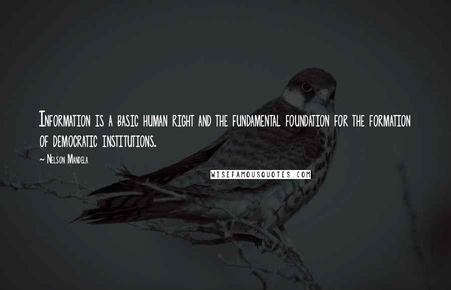 Nelson Mandela Quotes: Information is a basic human right and the fundamental foundation for the formation of democratic institutions.