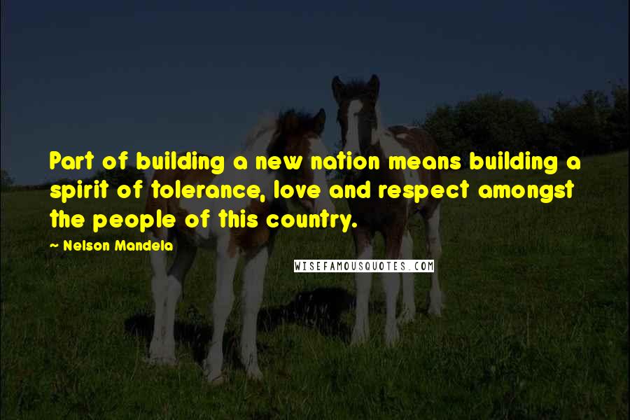 Nelson Mandela Quotes: Part of building a new nation means building a spirit of tolerance, love and respect amongst the people of this country.