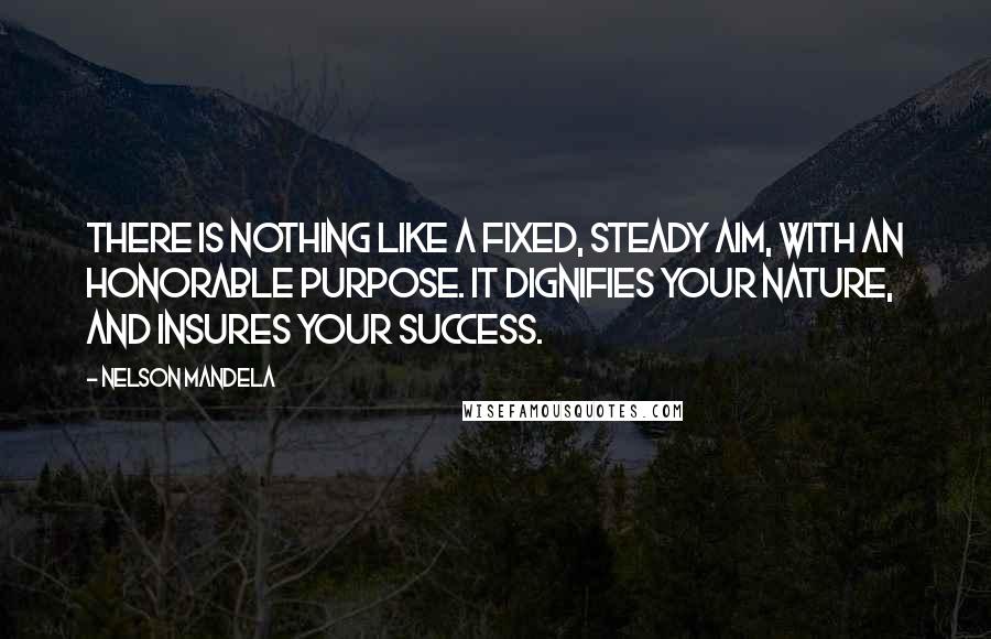 Nelson Mandela Quotes: There is nothing like a fixed, steady aim, with an honorable purpose. It dignifies your nature, and insures your success.