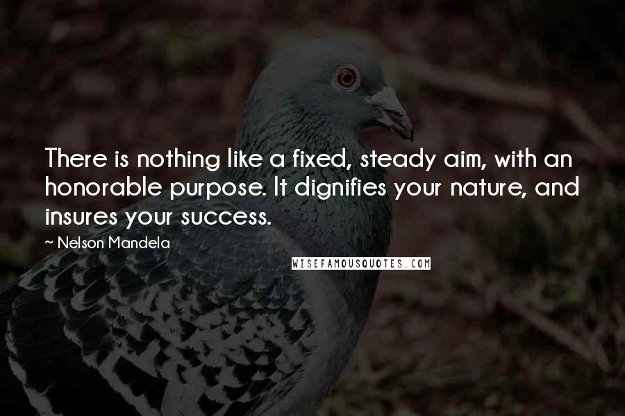 Nelson Mandela Quotes: There is nothing like a fixed, steady aim, with an honorable purpose. It dignifies your nature, and insures your success.