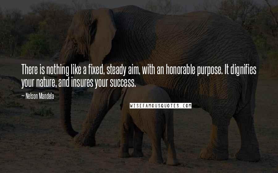 Nelson Mandela Quotes: There is nothing like a fixed, steady aim, with an honorable purpose. It dignifies your nature, and insures your success.