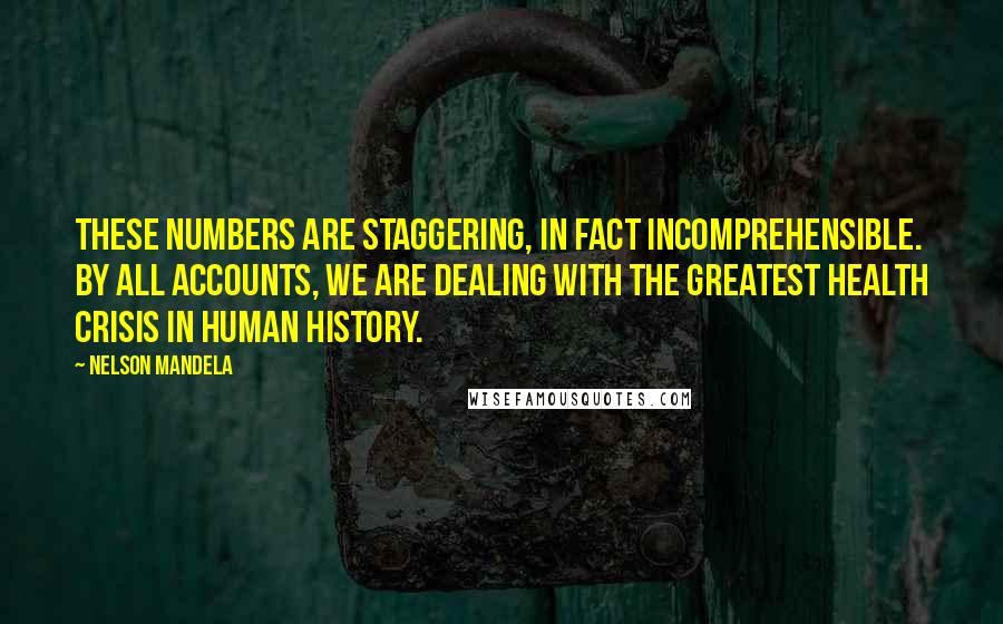 Nelson Mandela Quotes: These numbers are staggering, in fact incomprehensible. By all accounts, we are dealing with the greatest health crisis in human history.