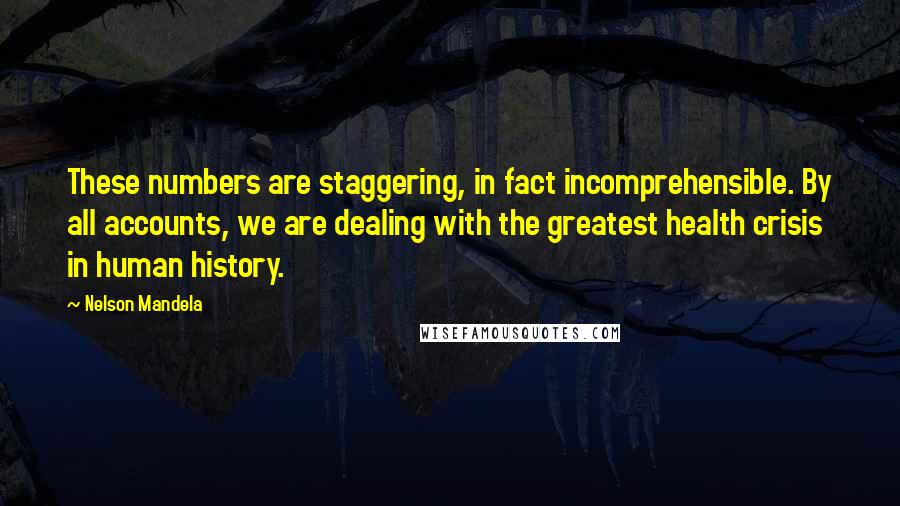 Nelson Mandela Quotes: These numbers are staggering, in fact incomprehensible. By all accounts, we are dealing with the greatest health crisis in human history.