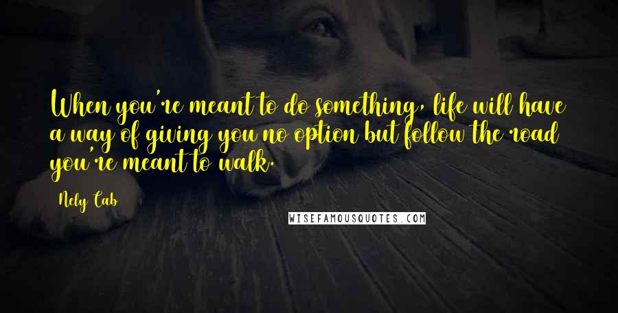 Nely Cab Quotes: When you're meant to do something, life will have a way of giving you no option but follow the road you're meant to walk.