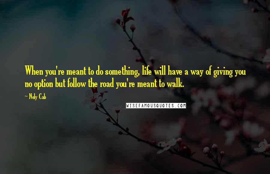 Nely Cab Quotes: When you're meant to do something, life will have a way of giving you no option but follow the road you're meant to walk.