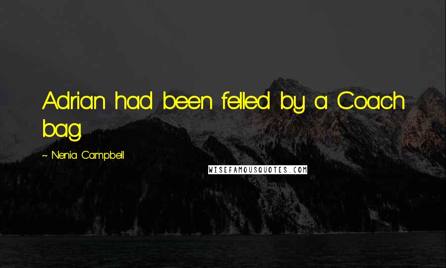 Nenia Campbell Quotes: Adrian had been felled by a Coach bag.