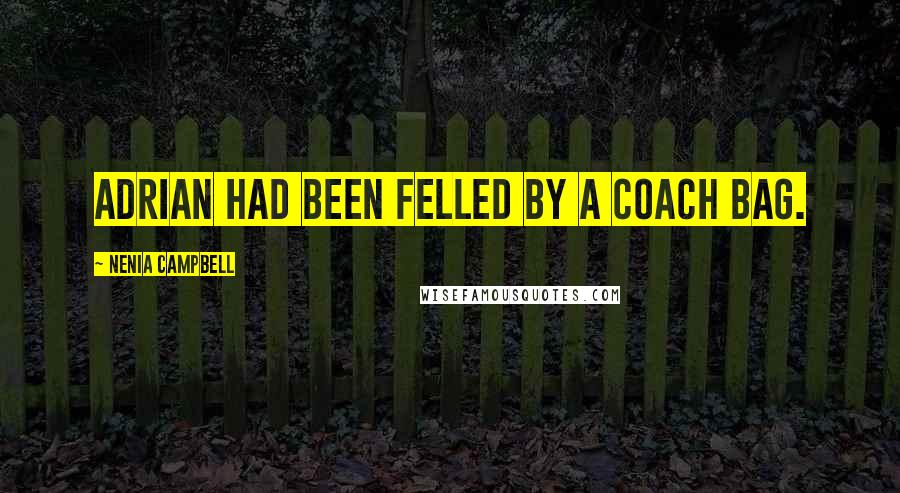 Nenia Campbell Quotes: Adrian had been felled by a Coach bag.