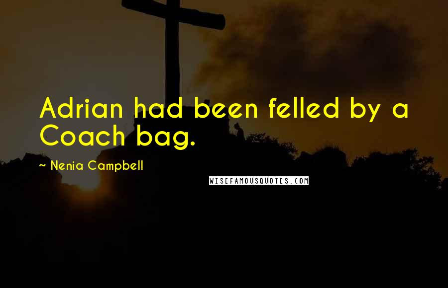 Nenia Campbell Quotes: Adrian had been felled by a Coach bag.