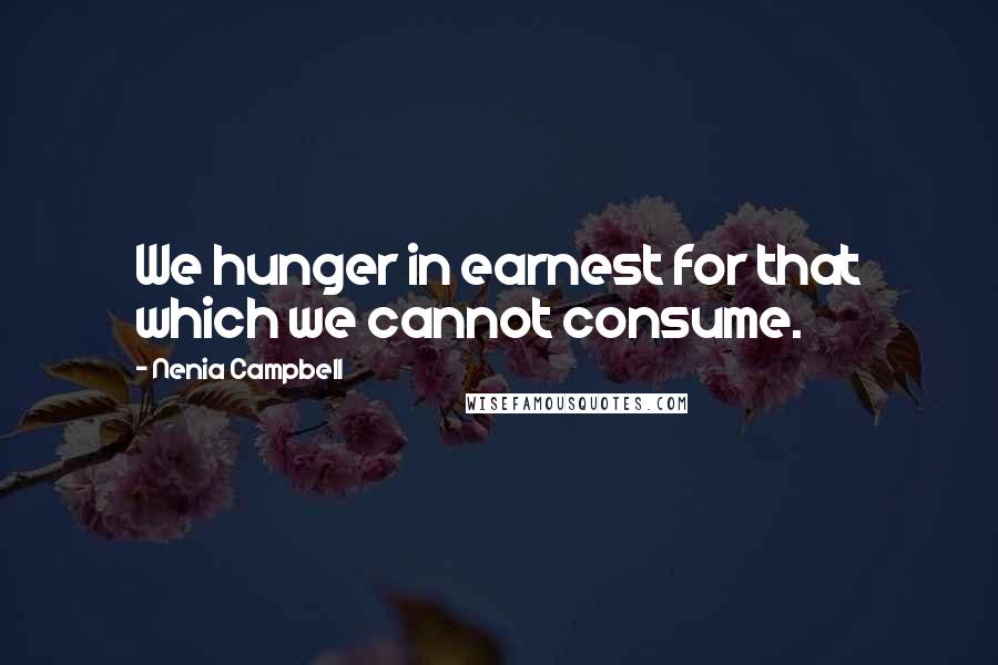 Nenia Campbell Quotes: We hunger in earnest for that which we cannot consume.