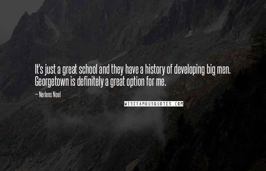 Nerlens Noel Quotes: It's just a great school and they have a history of developing big men. Georgetown is definitely a great option for me.