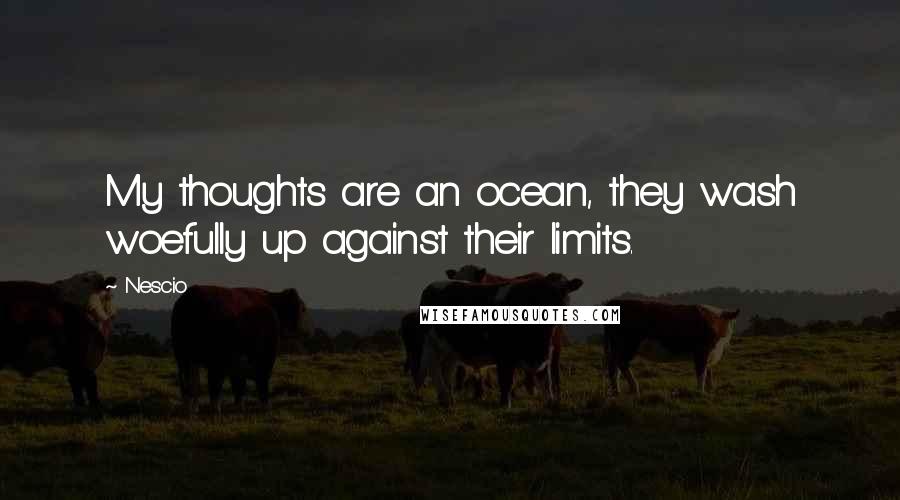 Nescio Quotes: My thoughts are an ocean, they wash woefully up against their limits.