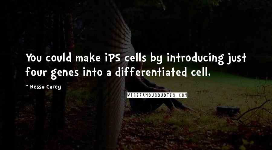 Nessa Carey Quotes: You could make iPS cells by introducing just four genes into a differentiated cell.