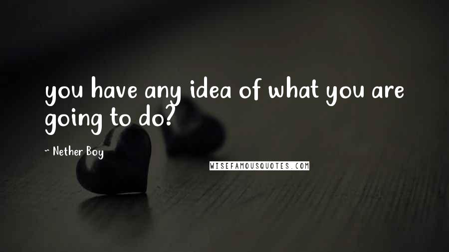 Nether Boy Quotes: you have any idea of what you are going to do?