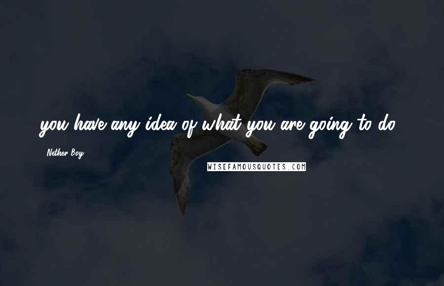 Nether Boy Quotes: you have any idea of what you are going to do?