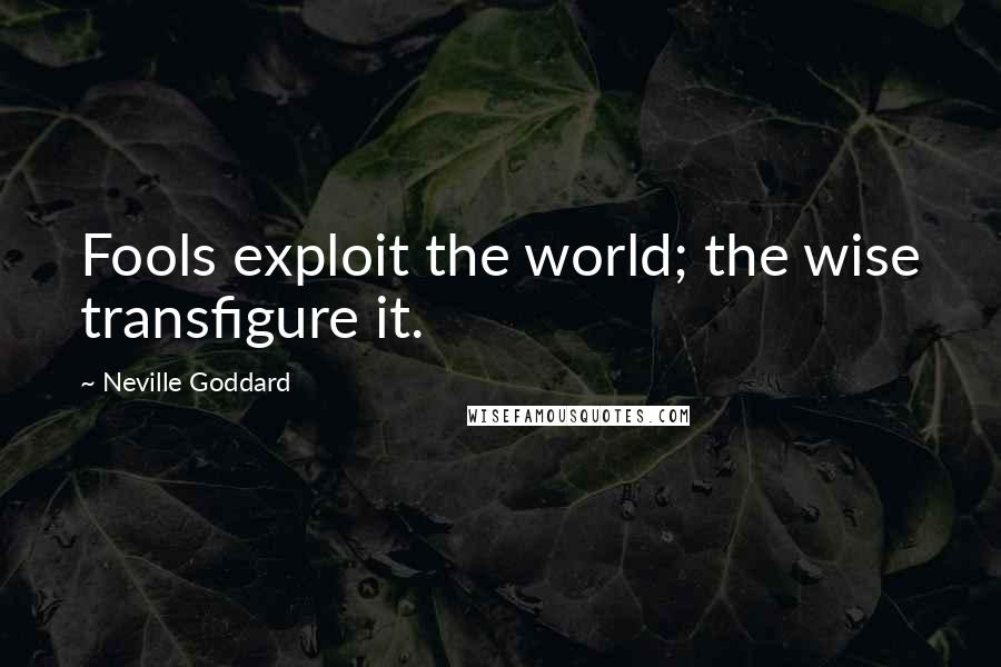 Neville Goddard Quotes: Fools exploit the world; the wise transfigure it.