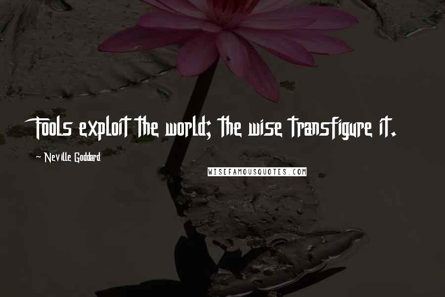 Neville Goddard Quotes: Fools exploit the world; the wise transfigure it.