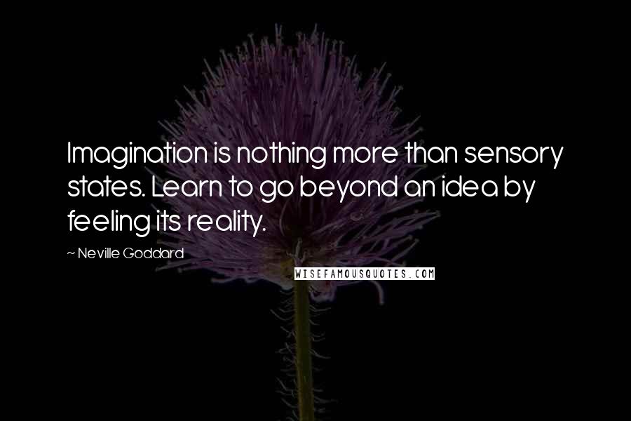 Neville Goddard Quotes: Imagination is nothing more than sensory states. Learn to go beyond an idea by feeling its reality.