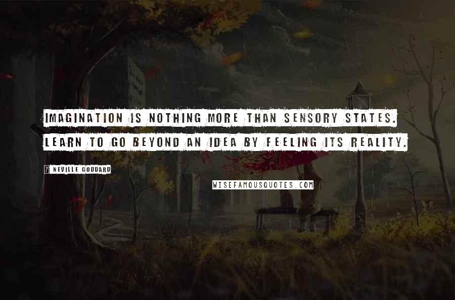 Neville Goddard Quotes: Imagination is nothing more than sensory states. Learn to go beyond an idea by feeling its reality.