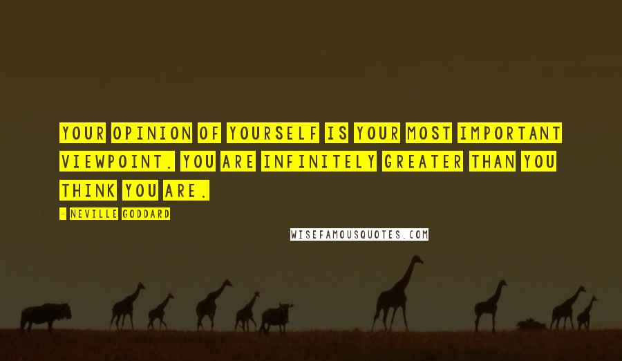 Neville Goddard Quotes: Your opinion of yourself is your most important viewpoint. You are infinitely greater than you think you are.