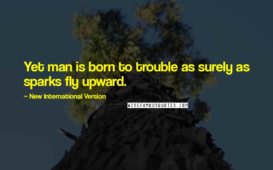 New International Version Quotes: Yet man is born to trouble as surely as sparks fly upward.