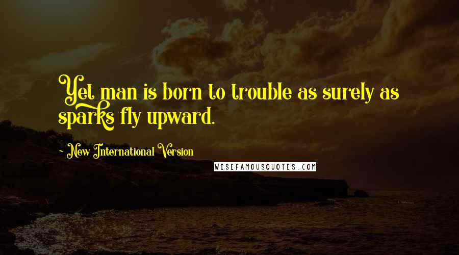 New International Version Quotes: Yet man is born to trouble as surely as sparks fly upward.