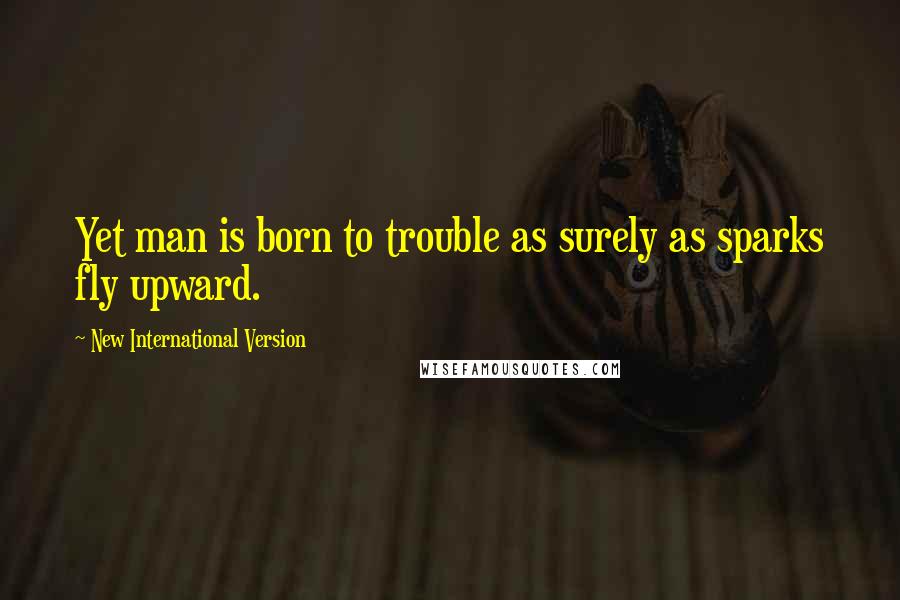 New International Version Quotes: Yet man is born to trouble as surely as sparks fly upward.