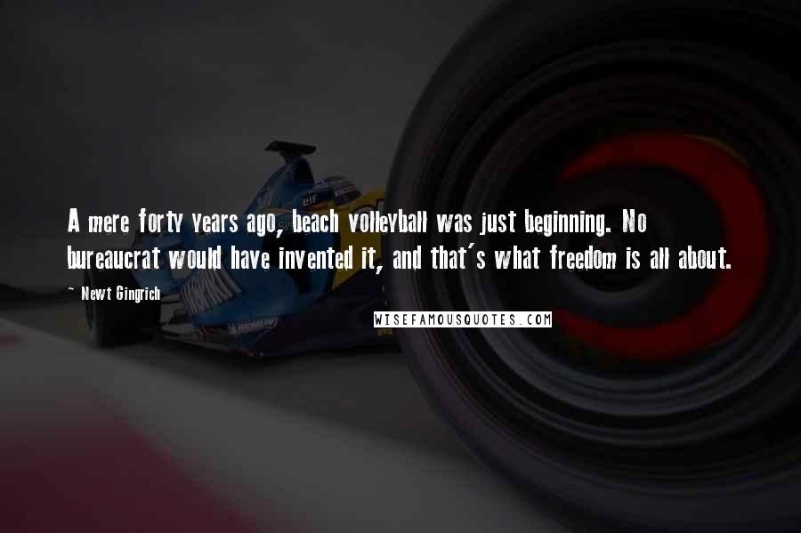 Newt Gingrich Quotes: A mere forty years ago, beach volleyball was just beginning. No bureaucrat would have invented it, and that's what freedom is all about.