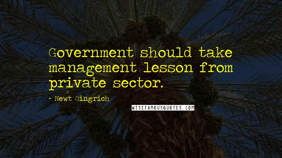 Newt Gingrich Quotes: Government should take management lesson from private sector.