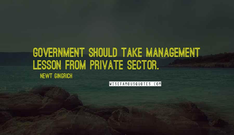 Newt Gingrich Quotes: Government should take management lesson from private sector.