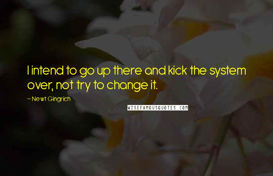 Newt Gingrich Quotes: I intend to go up there and kick the system over, not try to change it.