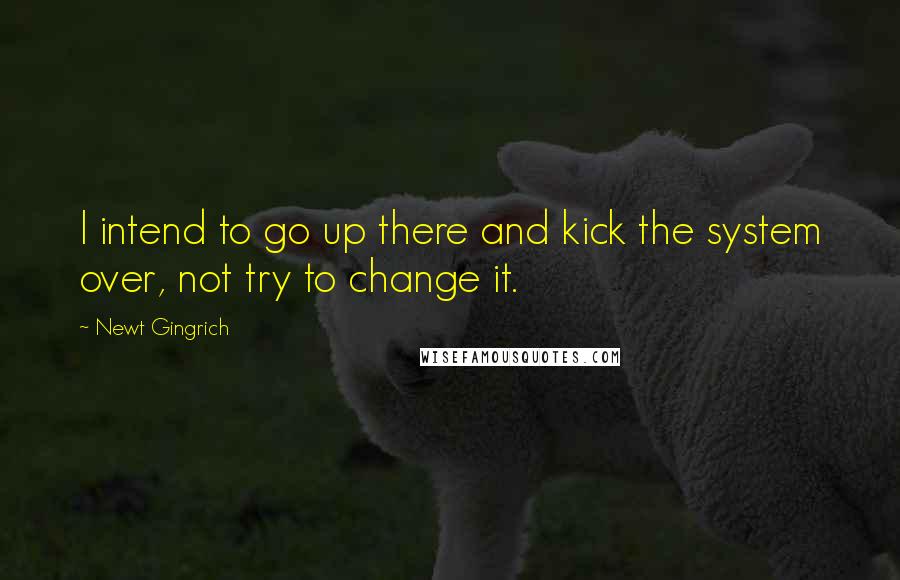 Newt Gingrich Quotes: I intend to go up there and kick the system over, not try to change it.