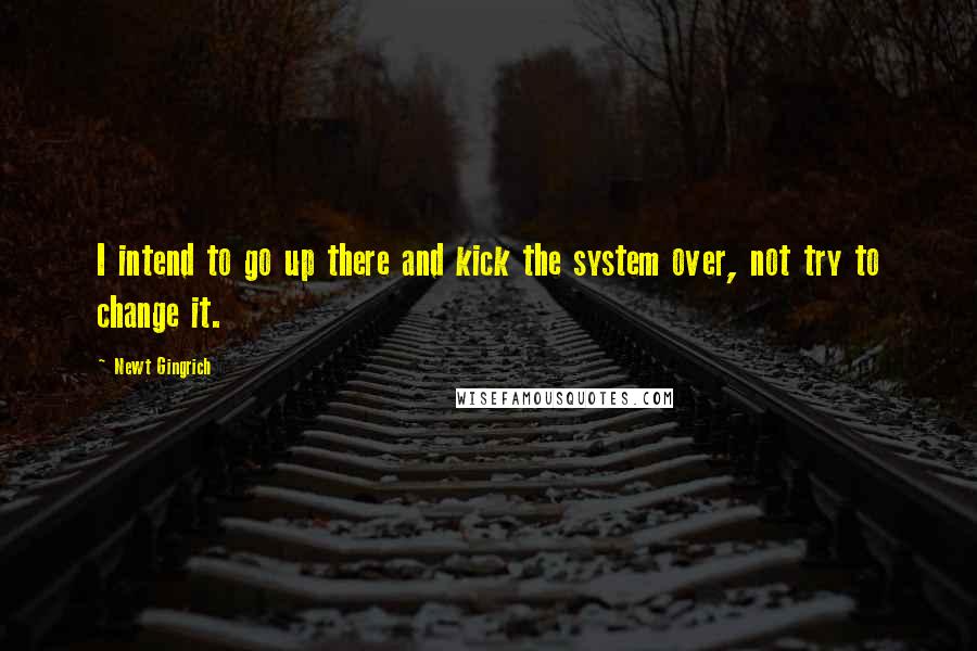 Newt Gingrich Quotes: I intend to go up there and kick the system over, not try to change it.