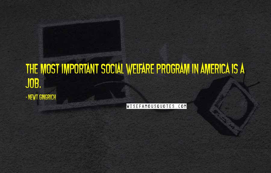 Newt Gingrich Quotes: The most important social welfare program in America is a job.