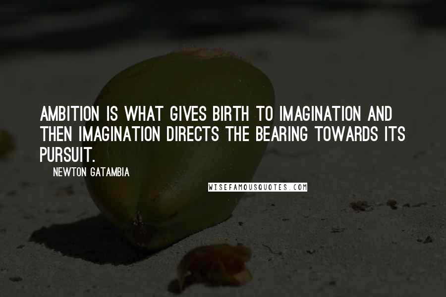 Newton Gatambia Quotes: Ambition is what gives birth to imagination and then imagination directs the bearing towards its pursuit.